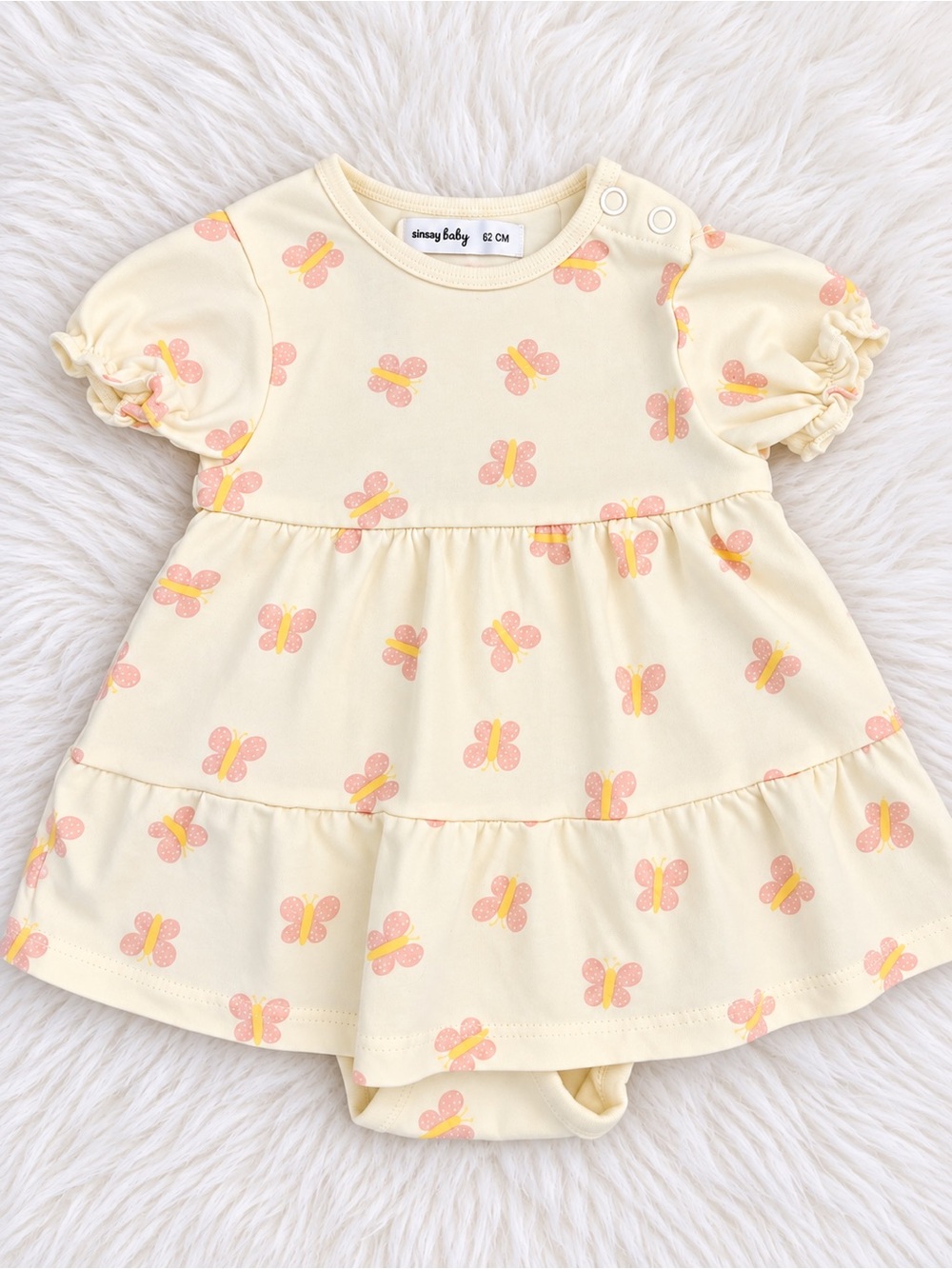 Cream Butterfly Tiered Dress for Baby